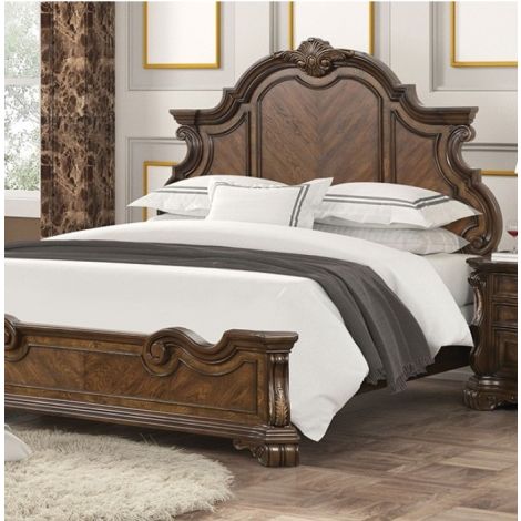 Jeddini Collection Walnut Finish Bed