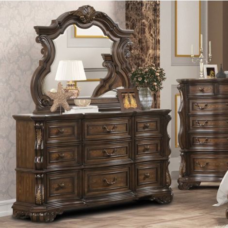 Jeddini Walnut Finish Dresser