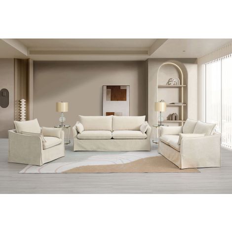 Kris Beige Sloped Sofa