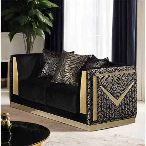 Windsore Velvet Gold Black Loveseat