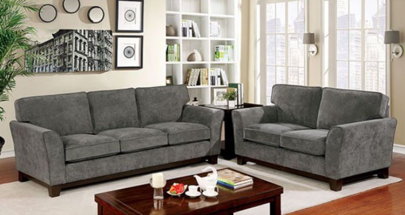Britny Gray Chenille Fabric Couch