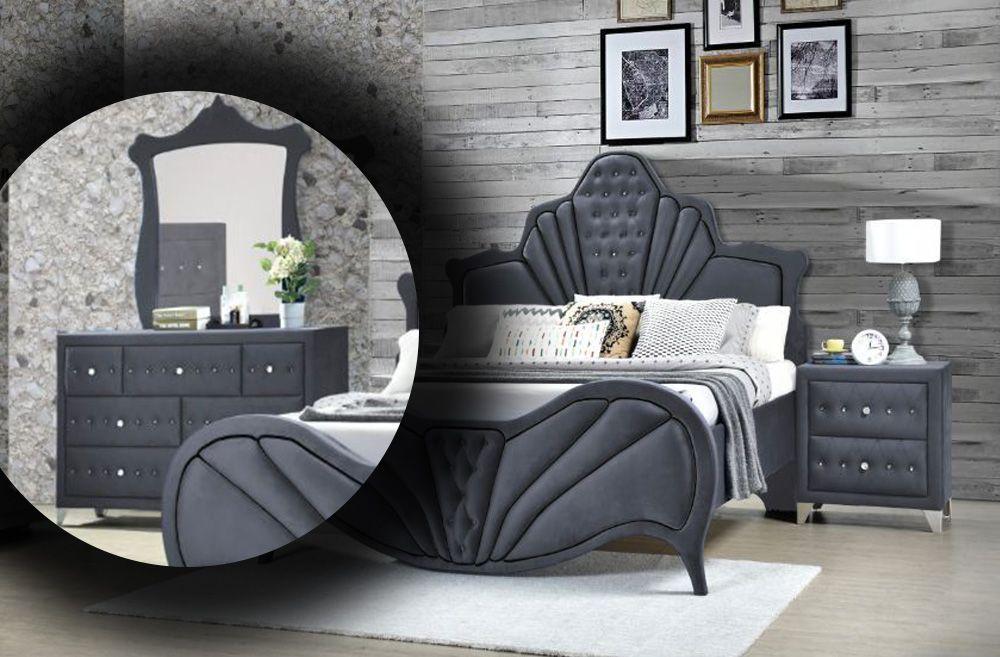 Gray velvet online dresser